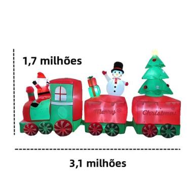 Imagem de Grande Trem Inflável E Boneco De Neve Do Papai Noel Com Luzes LED Para