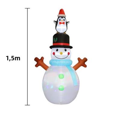 Imagem de Grande Trem Inflável E Boneco De Neve Do Papai Noel Com Luzes LED Para