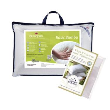 Imagem de Kit Travesseiro Basic Bambu Médio 15cm de Altura + Capa Impermeável - 