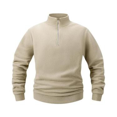 Imagem de Moletom Masculino 3XL Com Capuz De Fleece, Gola Alta Casual, Zíper De 