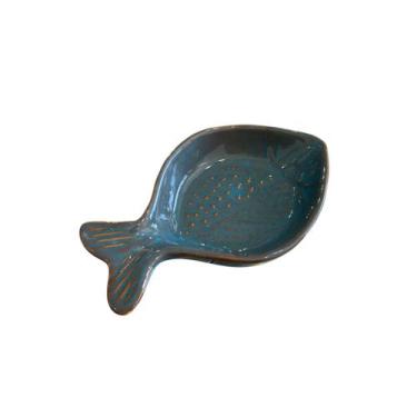 Imagem de Petisqueira Cerâmica Peixe Medio Acqua Marine - Arte TEmpo