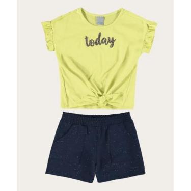 Imagem de Conjunto Infantil Menina Today Blusa em Meia Malha Shorts em Moletom c