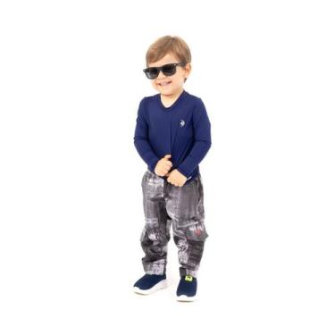 Imagem de Calça infantil fishing co upf50+ estampada grafite