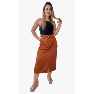 Imagem de Saia Fashion Alfaiataria Longa c/ Cinto e Bolsos - Cod. 03 - Aleci Fas