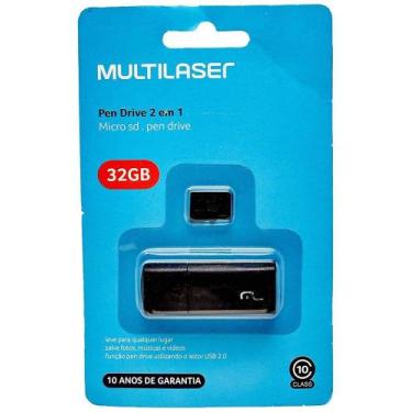 Imagem de Pen Drive 2 em 1 Leitor USB + Cartão de Memória Classe 10 32GB Preto M