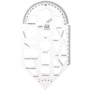 Imagem de Regua Plastica Geometria Gabarito Cristal - MAXCRIL
