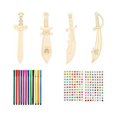 Imagem de Conjunto De Facas De Pirata De Madeira DIY Com 216 Peças, Artesanato D
