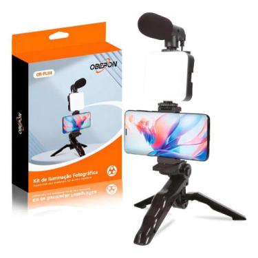 Imagem de Kit Iluminação Profissional Oberon OR-PL04 com Microfone e Tripé