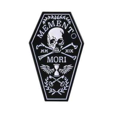 Imagem de Broche De Esmalte Gótico Com Caveira E Caixão, Para Halloween, Distint