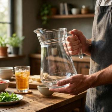 Imagem de Jarra de Vidro Transparente 1,6 Litros com Tampa para Servir Bebidas -