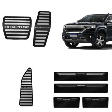 Imagem de Kit Descanso Pedaleira Soleira Black Aço Inox Dodge Rampage - GPI Auto