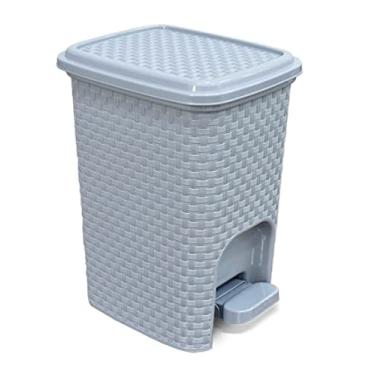 Imagem de Lixeira 7 Litros Rattan Com Pedal Montada Cinza 25743 Arqplast