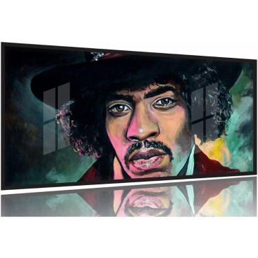 Imagem de Quadro Jimi Hendrix Moderno 130x60 Moldura Preta 2x2