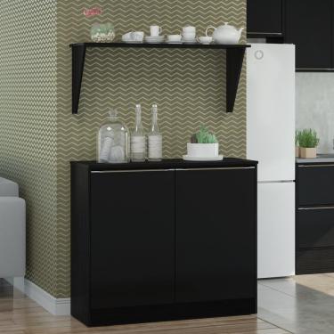 Imagem de Bancada Balcão com prateleira/Divisor de ambientes Multimóveis Preto 