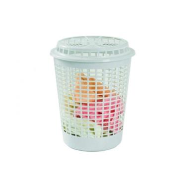 Imagem de Cesto Redondo Telado 60 Litros 43 X 51Cm Com Tampa Branco