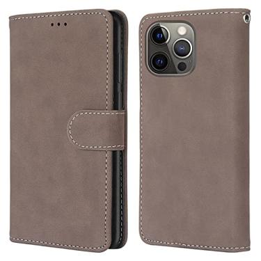 Imagem de GSYH Capa carteira para iPhone 13/13 Pro/13 Pro Max, capa de telefone de couro fosco, estilo livro capa de telefone flip com compartimentos para cartão e suporte capa fina fina, marrom, 13pro 15,1 cm