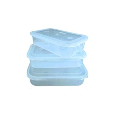 Imagem de Conjunto pote retangular raso pequeno com 3 Peças - 500 ML