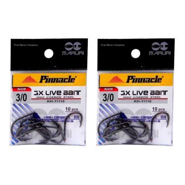 Imagem de Kit Anzol de Pesca Maruri 3X Live Bait Aço Carbono N° 3/0 30 Peças