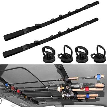 Imagem de Hysagtek 6 kits de suporte para vara de pesca de veículos, incluindo 2 pacotes de suporte para vara de pesca de carro e 4 unidades de ventosas poderosas, suporte de vara de pesca com alça ajustável para SUVs, vagões, vans, etc