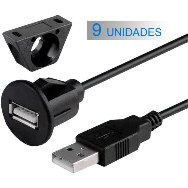 Imagem de Kit 9 Cabos USB 2.0 Extensão Macho Femea Para Central Multimídia 1 Metro