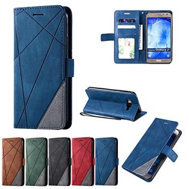 Imagem de Capa de celular flip capa carteira para Samsung Galaxy J7/J7 Neo/Next/core, capa fólio de couro PU com porta-cartões [capa interna de TPU à prova de choque] capa de telefone, capa protetora (cor: azul)