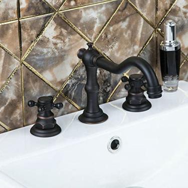 Imagem de Torneira misturadora de bacia de banheiro de latão sólido cromado bronze antigo preto torneira de pia de cozinha alças duplas 3 peças torneira de bacia, 3, china