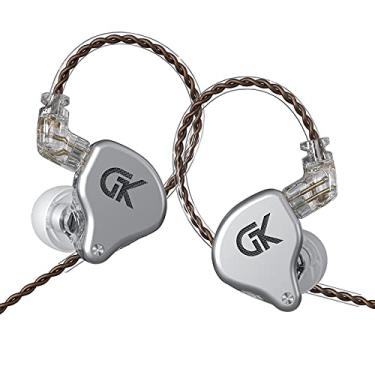 Imagem de G.K GS10 Metal Earphones 4BA + 1DD Hybrid Technology HiFi Bass Earbuds in Ear Monitor Headphones Sport com cancelamento de ruído (com microfone, Sliver)