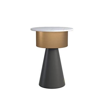 Imagem de Mesa de centro redonda mesa lateral moderna ferro forjado ardósia mesa de canto de armazenamento oculto quarto mesa de cabeceira sala de estar sofá decoração lateral mesa de centro mesas de canto