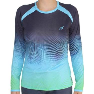 Imagem de Camiseta Manga Longa Beach Tennis Mormaii Estampa Azul Degradê Proteçã