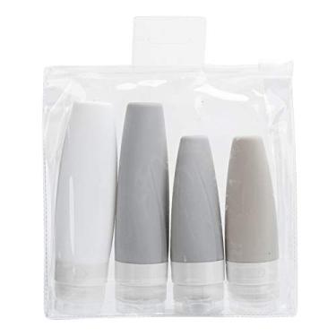 Imagem de 4 garrafas de viagem, conjunto de garrafas vazias para viagem, à prova de vazamento, xampu de silicone, recipientes líquidos de gel de banho