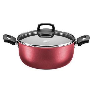 Imagem de MTA - Caçarola em Alumínio Antiaderente com Tampa de Vidro, Capacidade de 5,8L, nº 26, Cor Cereja, Linha Cristal.
