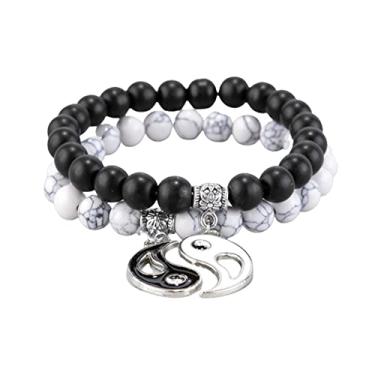 Imagem de Pulseiras combinando para casais melhores amigos, pulseira de relacionamento de amizade Yin Yang para melhor namorado namorada de natal para mulheres homens pulseira para 2