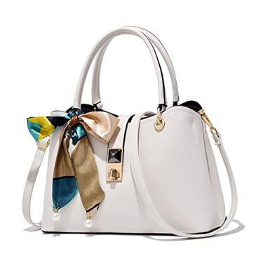 Imagem de Bolsa feminina de alça superior transversal grande bolsa feminina moda couro vegano bolsa de ombro bolsas tote, Branco