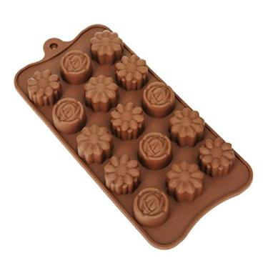 Imagem de MOOKEENONE 1 x molde de silicone, 21,3 * 10 * 1 cm padrão 15 cavidades silicone rosa flor bolo de chocolate molde de sabão para assar biscoito molde
