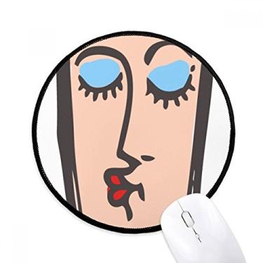 Imagem de DIYthinker Kiss abstrato rosto esboço emoticons mouse pad desktop escritório tapete redondo para computador