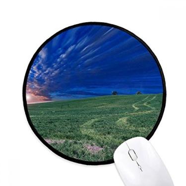 Imagem de Tapete de mouse Grassland verde céu azul desktop escritório tapete redondo para computador