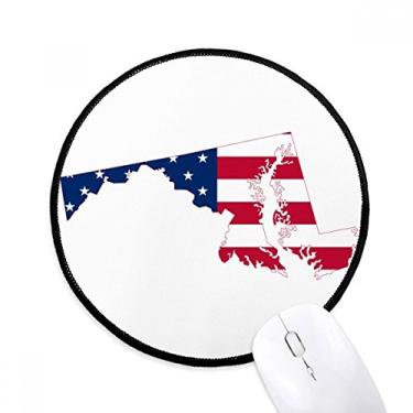 Imagem de Mapa dos EUA de Maryland com estrelas em formato de bandeira e listras para mesa de escritório tapete redondo para computador