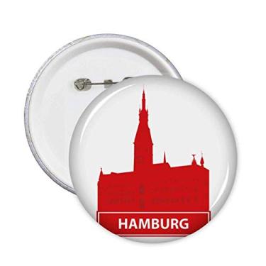 Imagem de Hamburgo Alemanha vermelho ponto de referência alfinetes crachá botão decoração acessório 5 peças