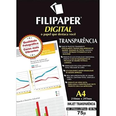 Imagem de Transparência Jato de Tinta sem Tarja Filipaper 50 folhas
