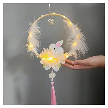 Imagem de Lanterna de coelho estilo chinês faça você mesmo para crianças meninos e meninas presente criativo pacote de material delicado DIY lanterna em forma de coelho estilo simples artesanato elegante para festas de Natal pátio jardim