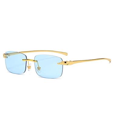Imagem de Óculos de sol masculinos vintage sem aro quadrado, óculos de sol pequenos de metal para viagem, A03 dourado, tamanho único