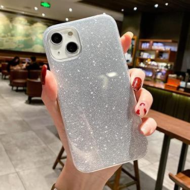 Imagem de Capa de telefone de luxo 3 em 1 brilhante brilhante para iphone 14 13 11 12 pro max xr xs max x 6s 7 8 plus se 3 mini capa brilhante macia, prata, para iphone 12pro max
