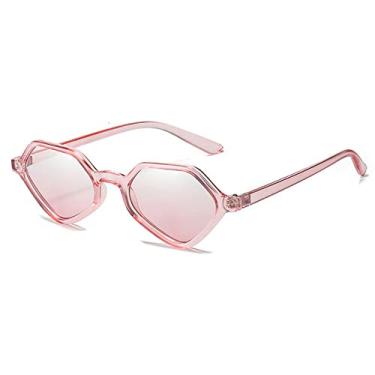 Imagem de Óculos de sol Polígono Vintage Feminino Retro Punk Olho de Gato Óculos de Sol Feminino com Armação Pequena Óculos Óculos, C8 Rosa, Rosa, Tamanho Único
