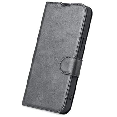 Imagem de DENSUL Capa para Xiaomi 13/13 Pro, carteira de couro premium flip capa de telefone porta-cartão suporte fecho magnético capa fólio suporte carregamento sem fio, preta, 13