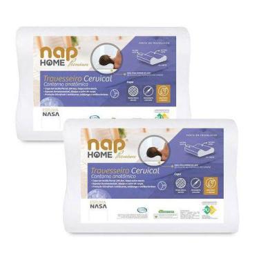Imagem de Kit 2 Nap Travesseiro Cervical Nap Home Premium Ortopedico Capa Imperm