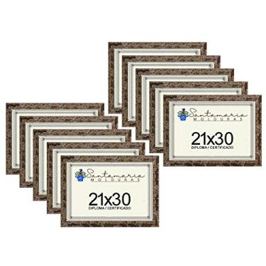 Imagem de Kit 10 Molduras Porta Diploma Certificado A4 21x30 Marrom
