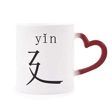 Imagem de Caneca sensível ao calor, componente do personagem chinês, copo de grés que muda de cor vermelha