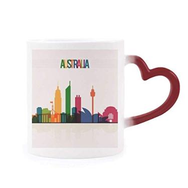 Imagem de Caneca sensível ao calor com traço de arranha-céus da cidade da Austrália, copo de grés que muda de cor vermelha
