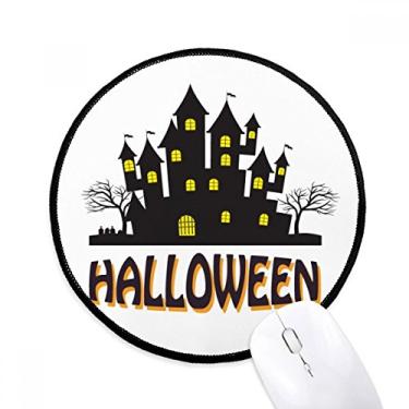 Imagem de Mouse pad Happy Halloween Castelo de terror Tapete redondo para escritório