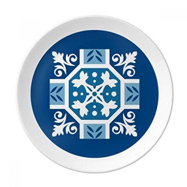 Imagem de Marrocos Abstrato Decorativo Azul Padrão Prato Decorativo de Porcelana Salver Prato de Jantar